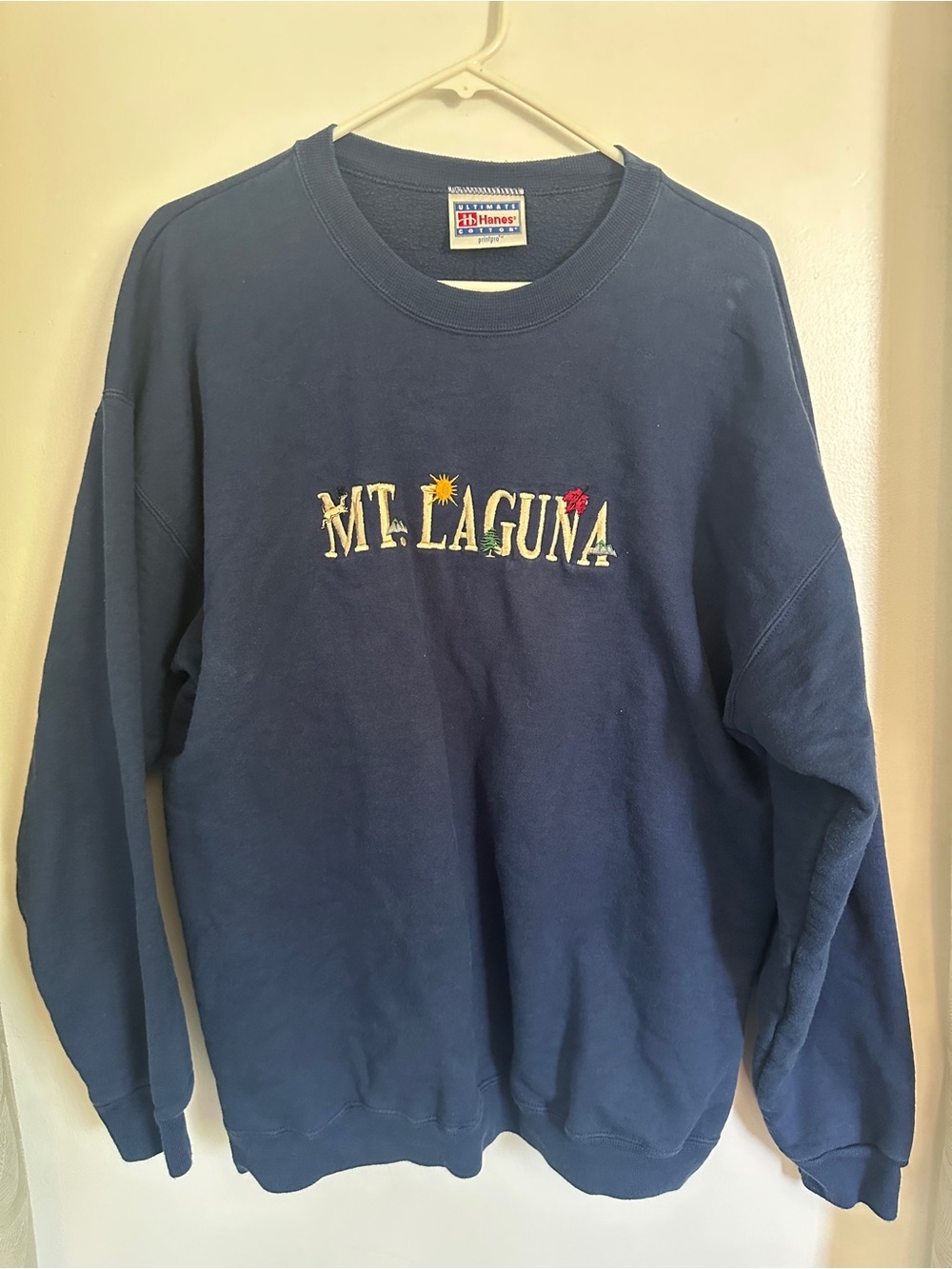 Hanes Navy Crewneck Sweatshirt with MT. LAGUNA Embroidery